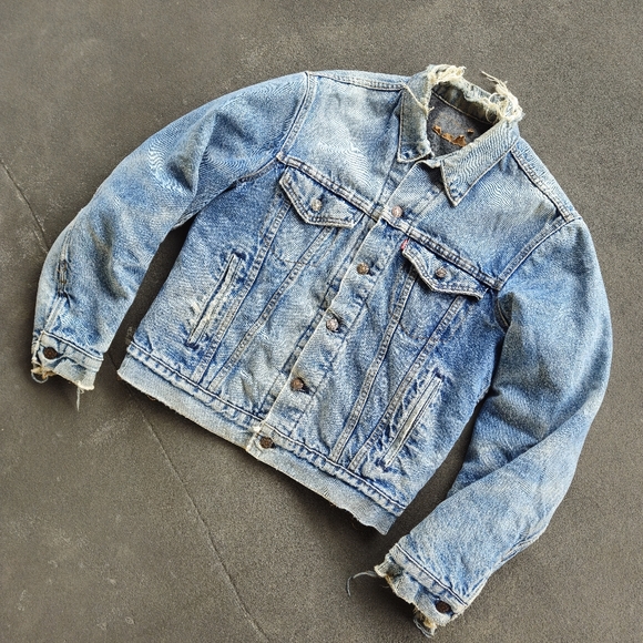 Vtg 80's Levi's Blanket Lined Denim Trucket Jacket Made USA 70506 0316 Size 40 - Picture 2 of 8